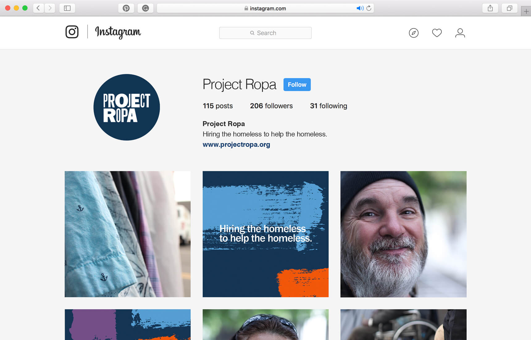 Branded Instagram page for nonprofit.