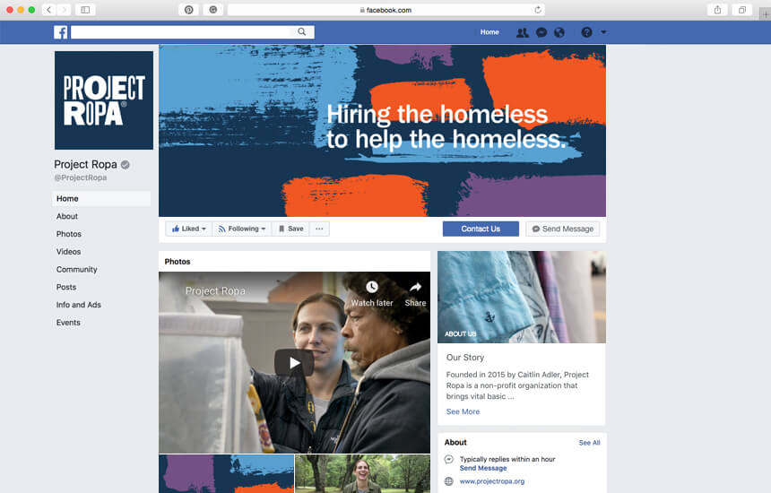 Branded Facebook page for nonprofit.